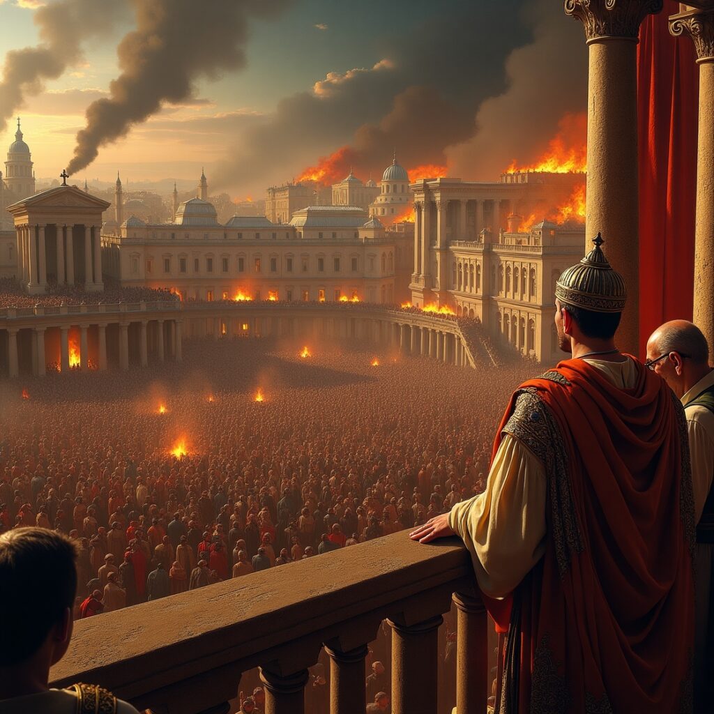 The Nika Riots of 532 CE erupt in Constantinople as citizens protest imperial taxation and corruption under Justinian.
